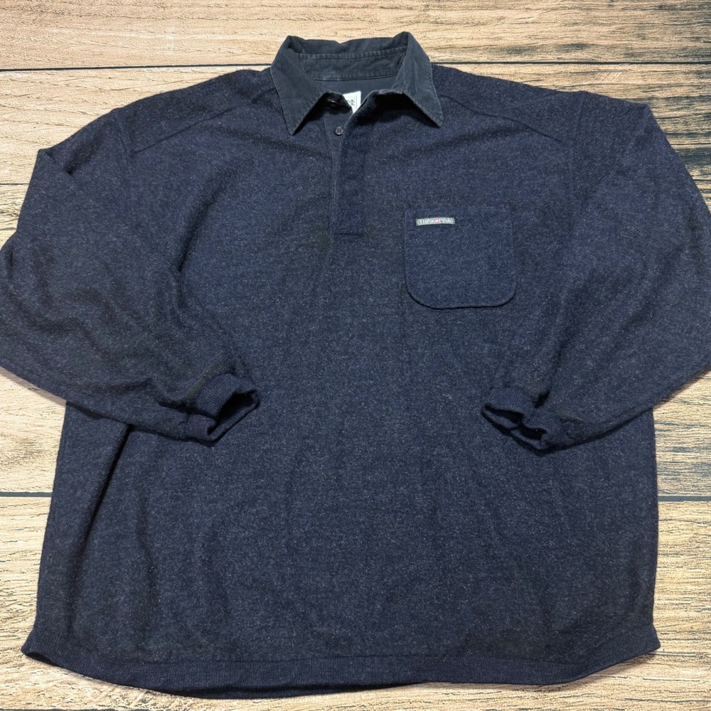 Think Pink Fleece Pullover Sweater Shirt Men XL Navy Blue Gorpcore Made in Italy